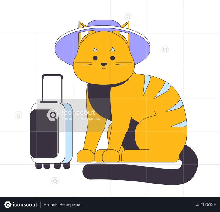 Cute cat traveler  Illustration