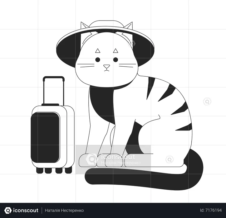 Cute cat traveler  Illustration