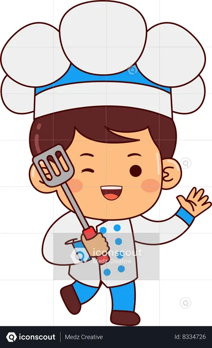 Cute Chef Boy Holding Spatula  Illustration