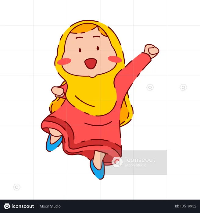 Cute Chibi Muslim Girl  Illustration