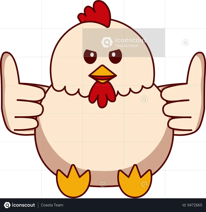 Cute Chicken showing thumbs up  Illustration