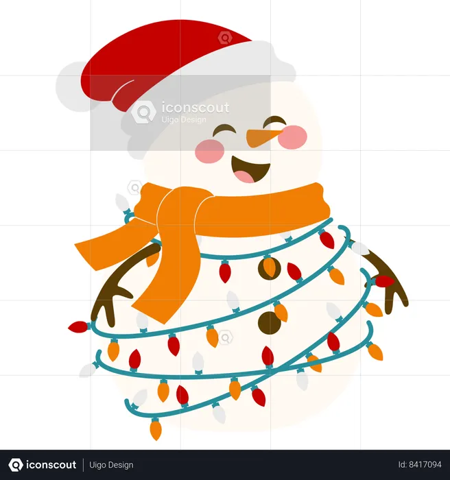 Cute Christmas Snowman Lamp  Illustration
