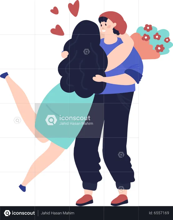 Cute couple hugging  Illustration