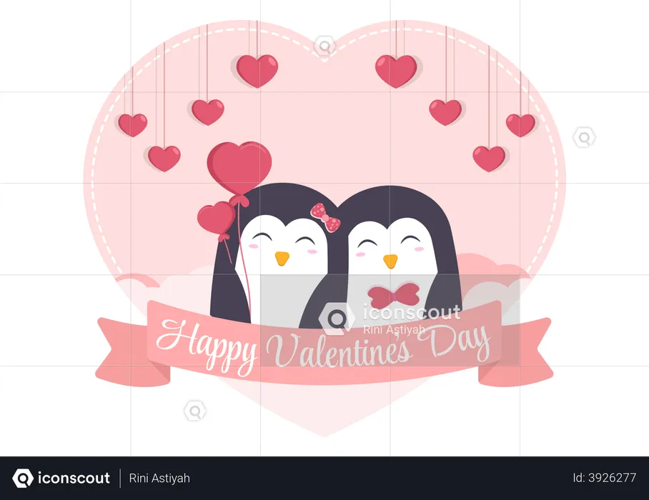 Cute Couple Penguin  Illustration