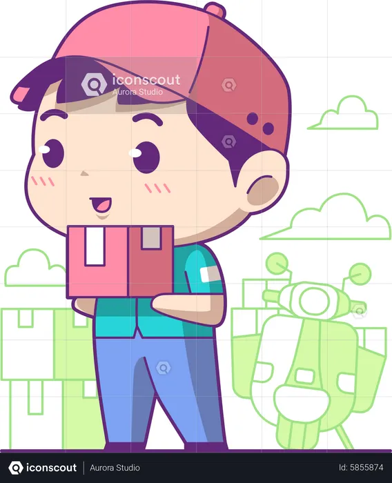 Cute courier boy  Illustration