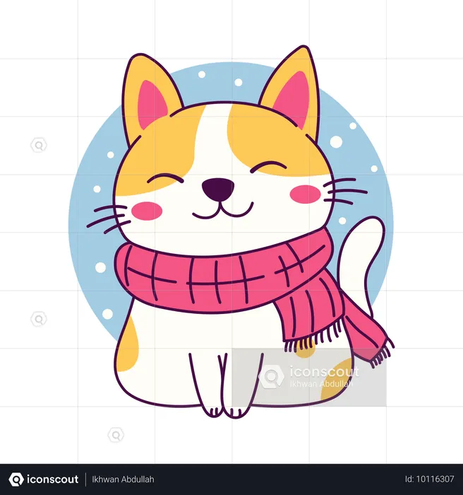 Cute Doggy Wearing Scarf in Winter Season  Illustration