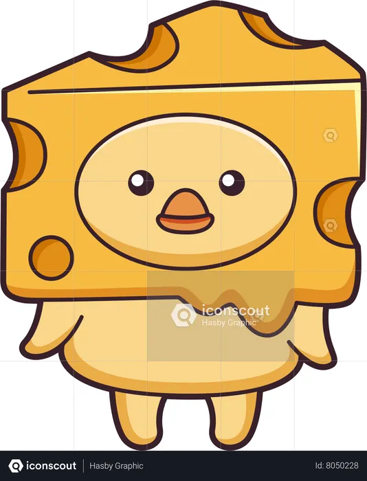 Cute duck wearing cheese costume  Illustration
