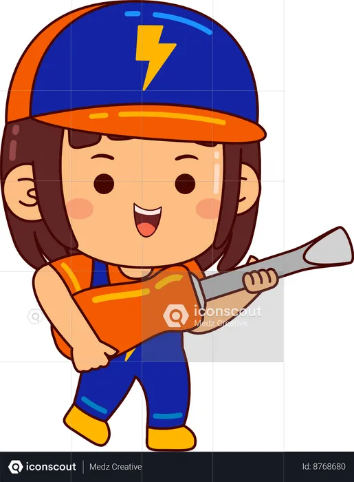 Cute electrician girl holding screw driver  Illustration