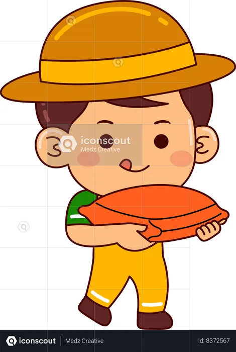 Cute farmer boy cartoon character  Illustration