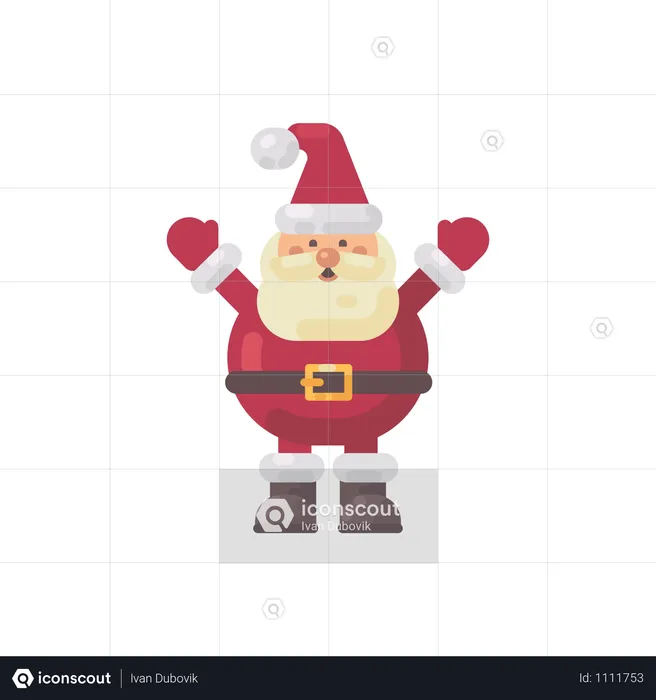 Cute Fat Santa Claus Flat Illustration  Illustration