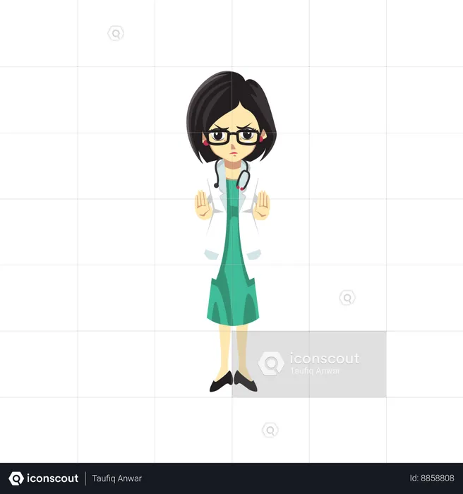 Cute Female Doctor showing stop sign  Illustration