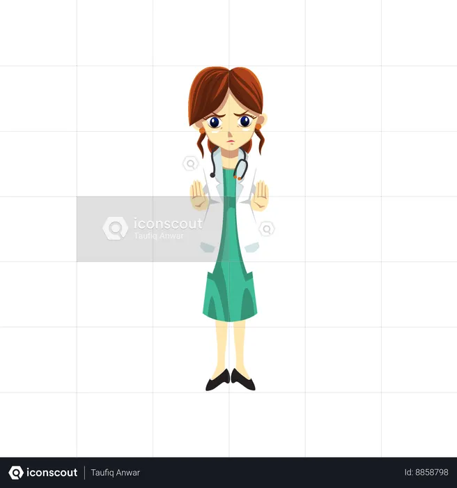 Cute Female Doctor showing stop sign  Illustration