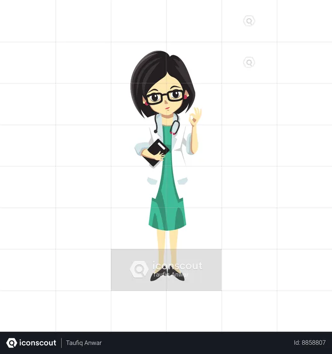 Cute Female Doctor showing super sign  Illustration