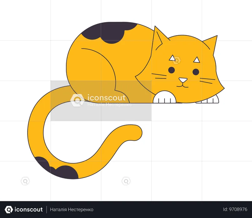 Cute ginger cat sitting  Illustration