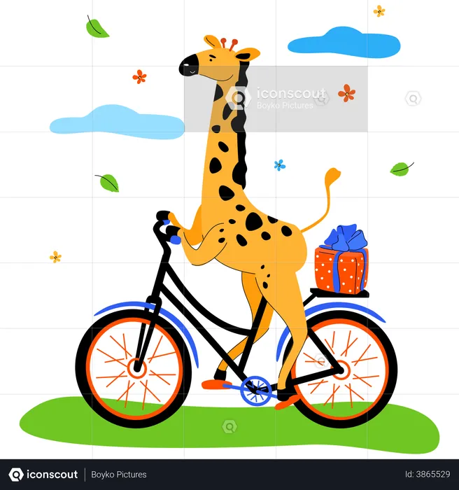 Cute giraffe cycling  Illustration