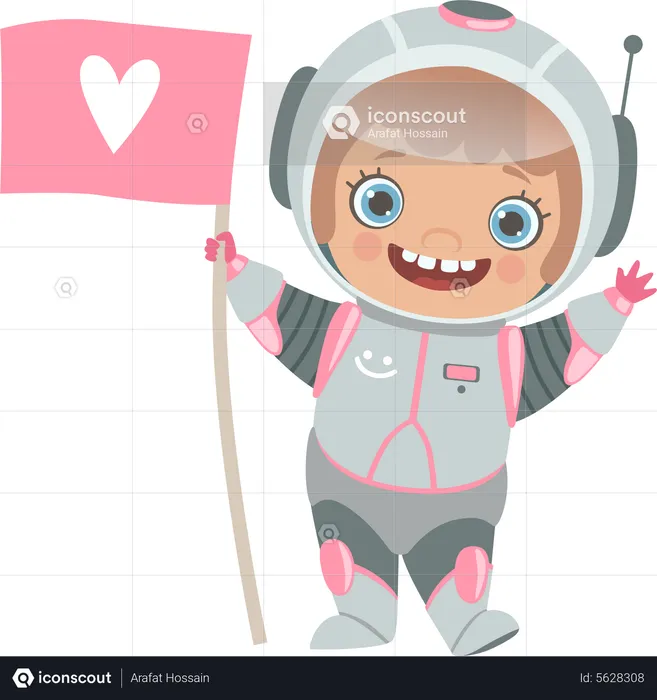 Cute Girl Astronaut  Illustration