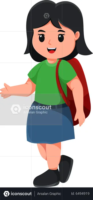 Cute Girl Back to School  Illustration