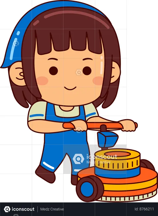 Cute girl cleaning floor  Illustration