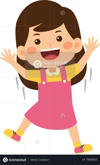 Cute girl feeling joyful  Illustration