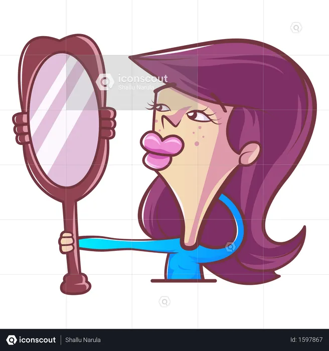Cute girl looking the mirror  Illustration