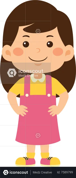 Cute girl standing confidently  Illustration