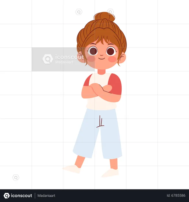 Cute Girl with folded hand  Illustration