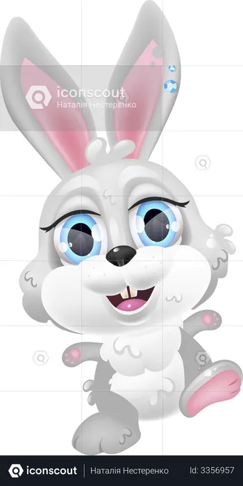 Cute grey Easter bunny  Illustration
