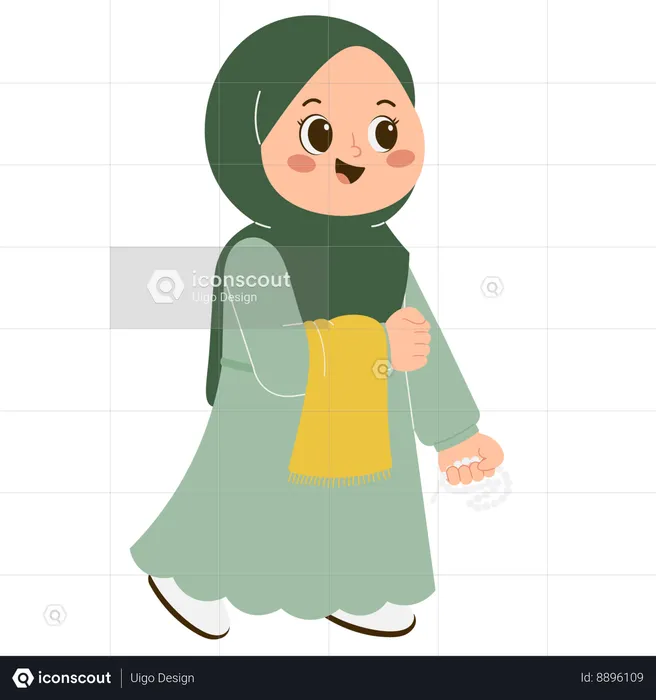 Cute Hijab Girl doing Prayer  Illustration