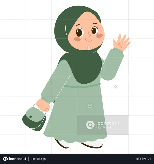 Cute Hijab Girl going for Shopping  Illustration