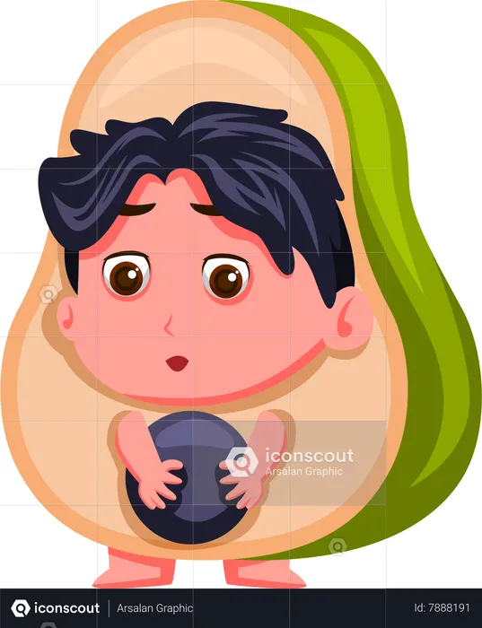 Cute Kid in avocado costume  Illustration