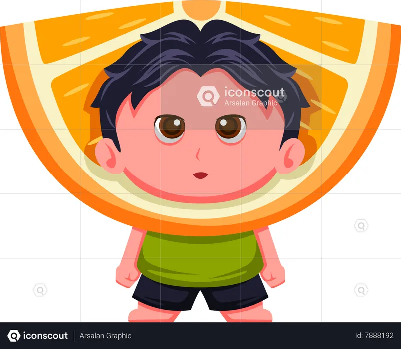 Cute Kid in lemon costume  Illustration