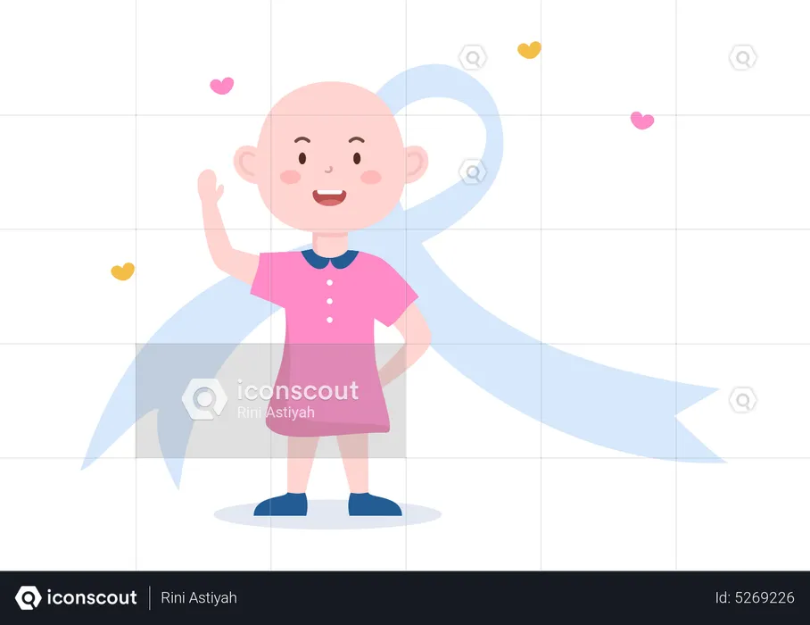 Cute kid suffering with cancer  Illustration