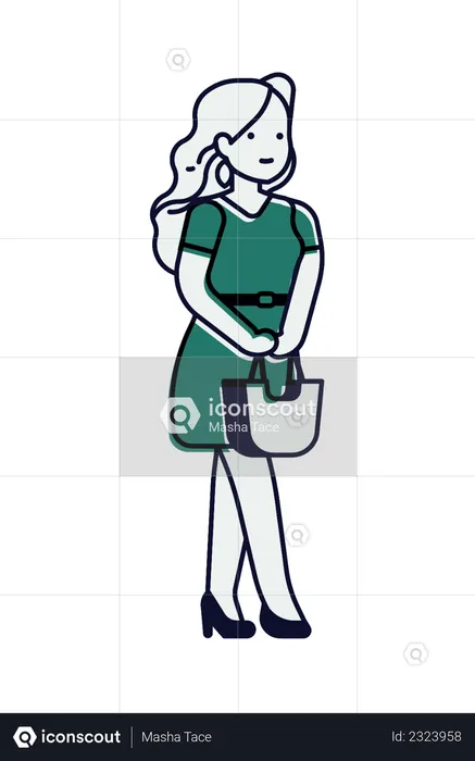 Cute Lady holding handbag  Illustration