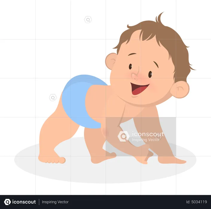 Cute little baby crawling  Illustration