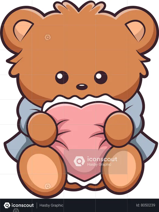 Cute Little Bear holding heart  Illustration