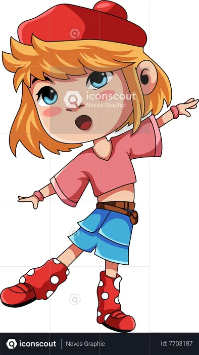 Cute Little Girl  Illustration