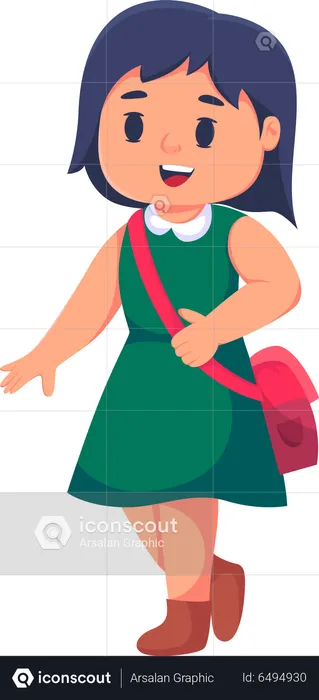 Cute Little Girl going to school  Illustration