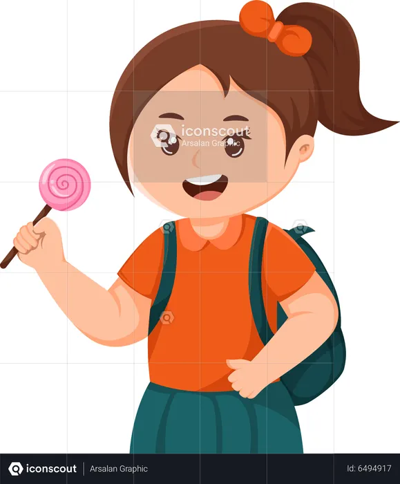 Cute Little Girl holding lollipop  Illustration