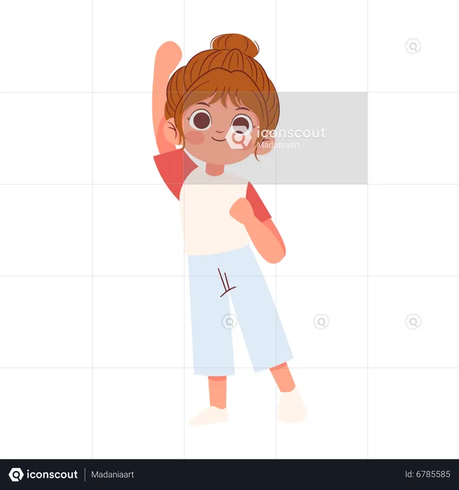 Cute little Girl raising hand  Illustration