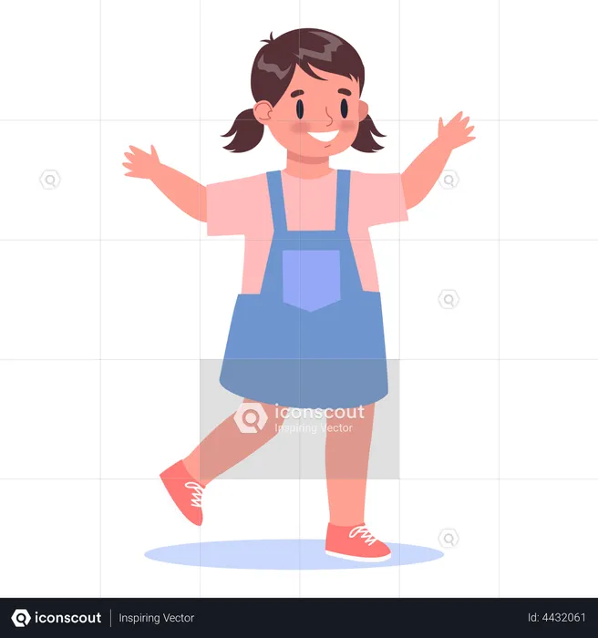 Best Premium Cute little girl walking Illustration download in PNG & Vector  format