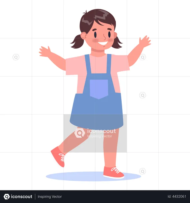 Cute little girl walking  Illustration