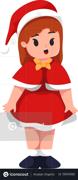 Cute Little Girl wearing Christmas Costume  Illustration