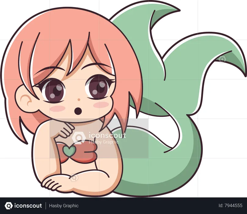 Cute Little Mermaid Character  Illustration