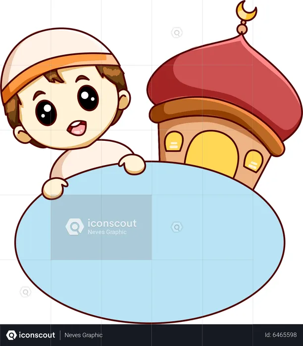 Cute Little Muslim Boy  Illustration