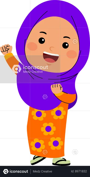 Cute little muslim  girl  Illustration