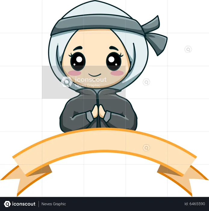Cute Little Muslim Girl  Illustration