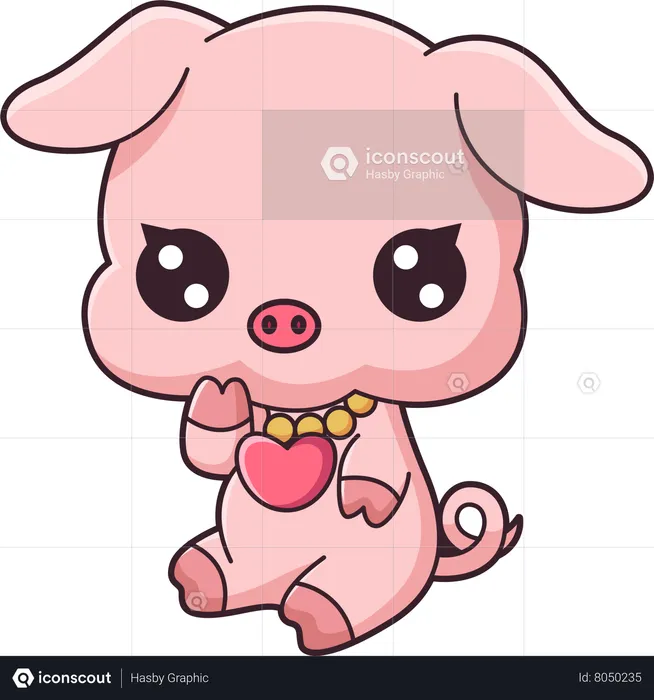 Cute Little Pig Character Illustration  Illustration