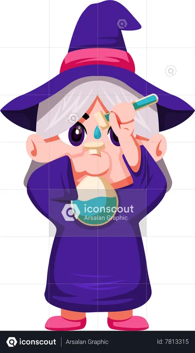 Cute Little Witch Making Potion  Illustration