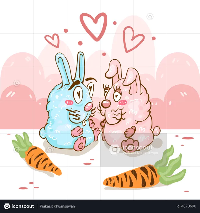 Cute Loving bunnies  Illustration