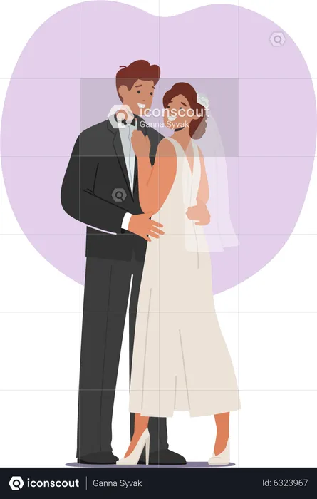 Cute married couple at wedding ceremony  Illustration